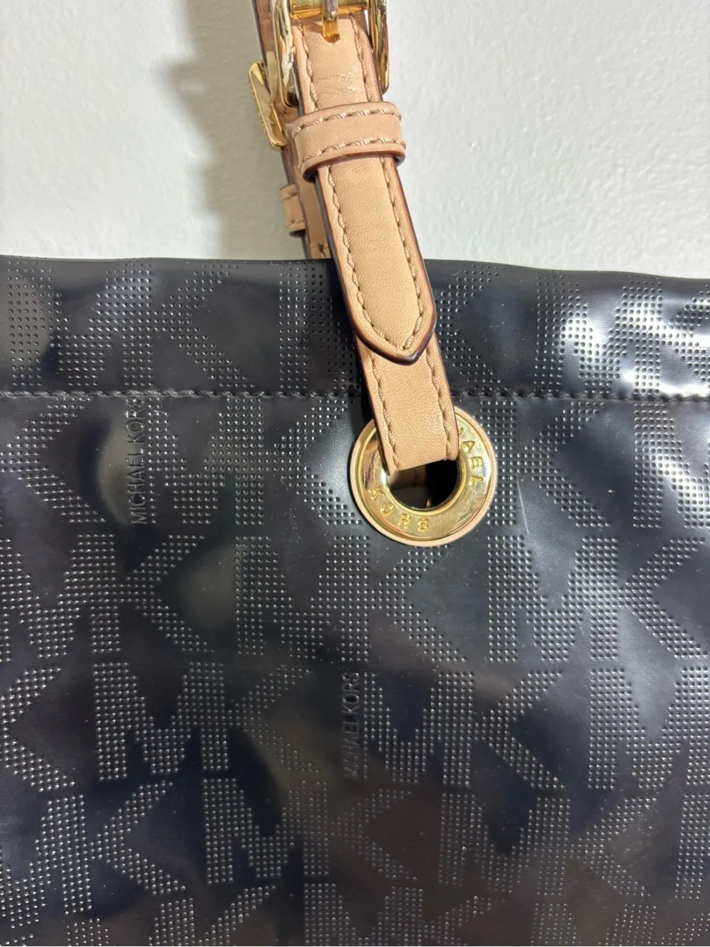 Michael Kors Black Monogram Logo Tote Shoulder Bag Y2K 2010s Mall Girl